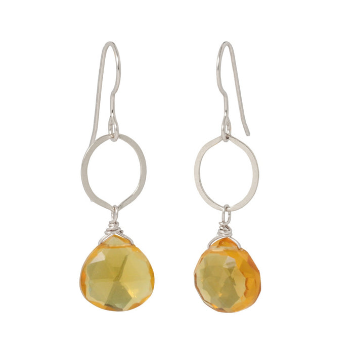Citrine Circle Drop Earrings-Judy Brandon