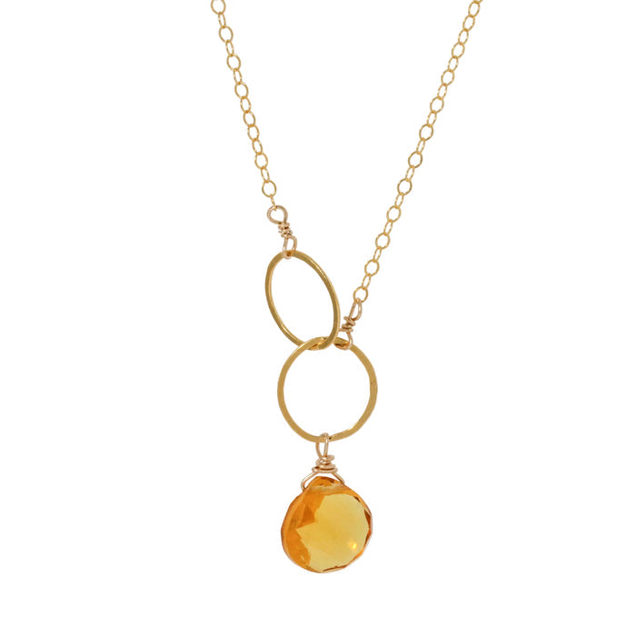 Citrine Double Circle Drop Necklace