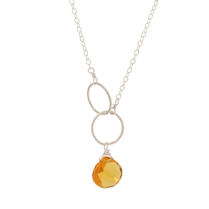 Citrine Double Circle Drop Necklace
