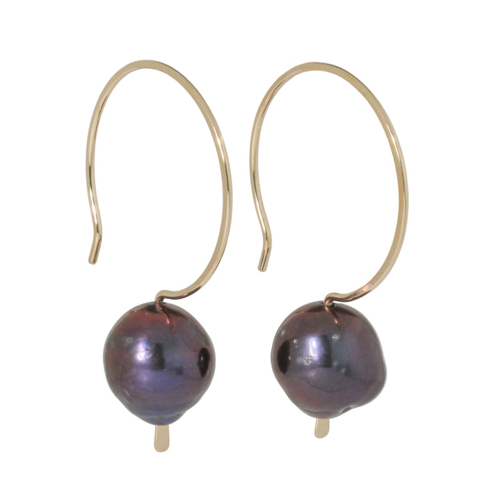 Cleo Peacock Pearl Hook Earrings-Lulu Designs