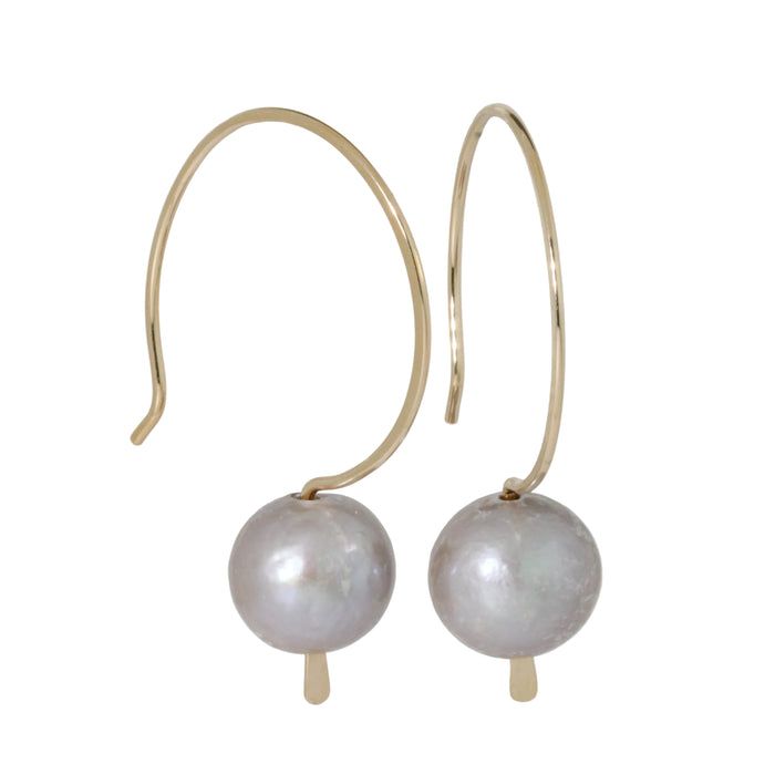 Cleo Silver Pearl Hook Earrings-Lulu Designs