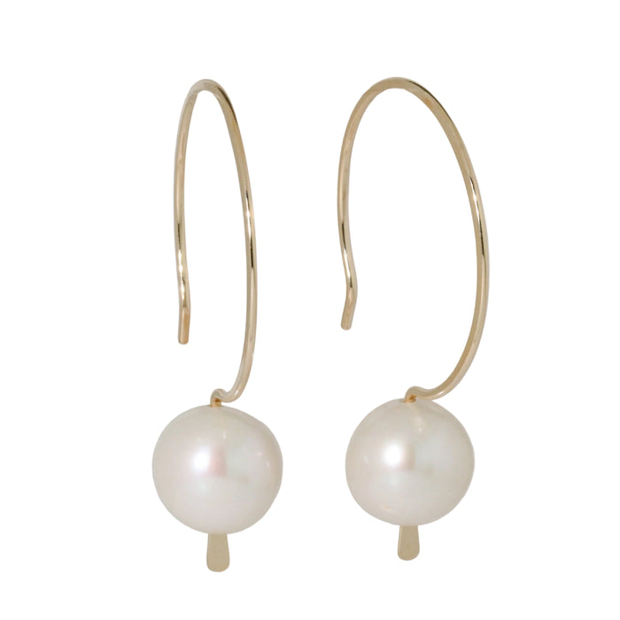 Cleo White Pearl Hook Earrings-Lulu Designs
