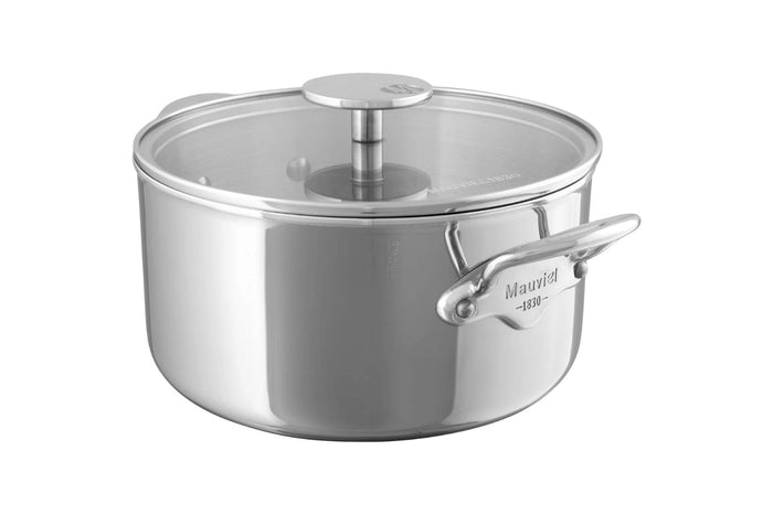 Cocotte Mauviel M'Urban4 en fonte d'inox avec couvercle en verre compatible induction - 16cm