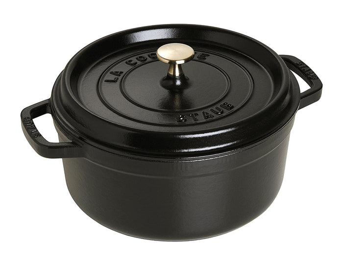 Cocotte ronde en fonte émaillée STAUB noir mat