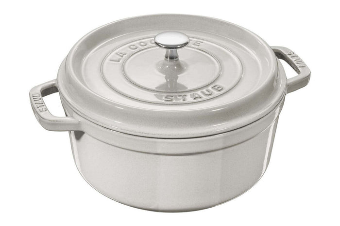 Cocotte STAUB ronde en fonte émaillée truffe blanche - 24 cm