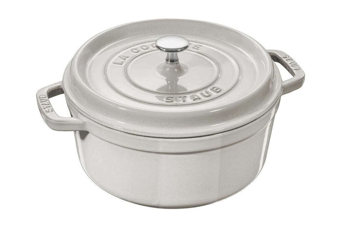 Cocotte STAUB ronde en fonte émaillée truffe blanche - 22 cm