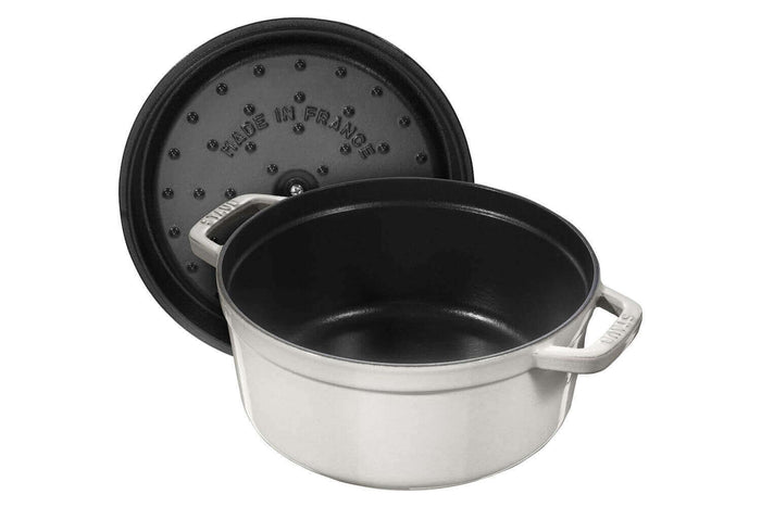 Cocotte STAUB ronde en fonte émaillée truffe blanche - 22 cm