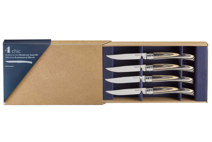 Coffret 4 couteaux Opinel Table Chic lame 10cm acier Sandvik - Bouleau