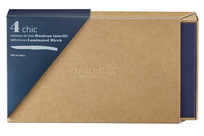 Coffret 4 couteaux Opinel Table Chic lame 10cm acier Sandvik - Bouleau