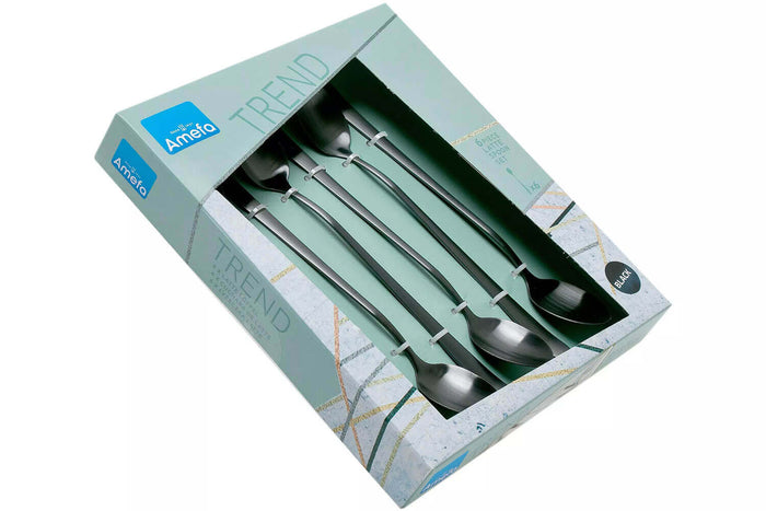 Coffret de 6 cuillères mazagran Amefa Austin inox revêtement coloré - Gris graphite