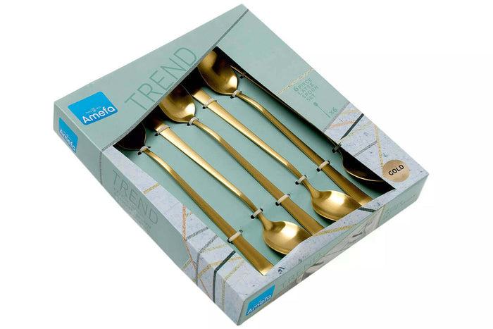Coffret de 6 cuillères mazagran Amefa Austin inox revêtement coloré - Doré