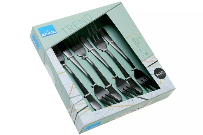Coffret de 6 fourchettes dessert Amefa Austin inox revêtement coloré - Gris graphite