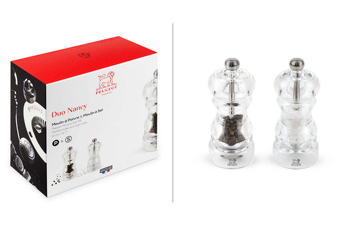 Coffret duo moulin à sel et poivre Peugeot Nancy en acrylique