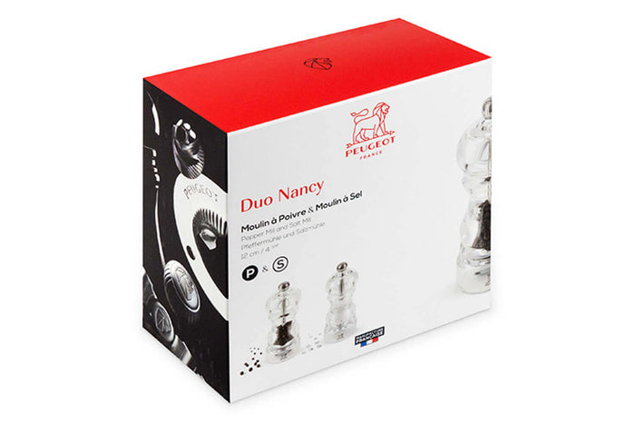 Coffret duo moulin à sel et poivre Peugeot Nancy en acrylique - 12 cm
