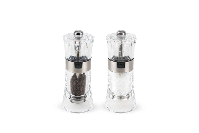Coffret duo moulin à sel et poivre Peugeot Oslo en acrylique et inox 14cm - Sel sec