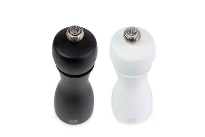 Coffret duo moulin à sel et poivre Peugeot Tahiti en bois noir + blanc