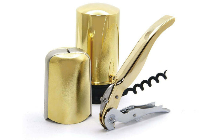 Coffret tire bouchon vin et champagne Pulltex 3 pièces - Or