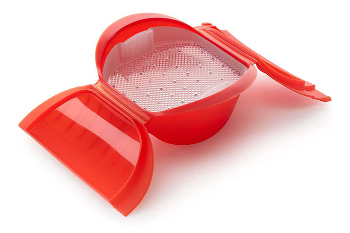 Coffret vapeur Maxi Lékué rouge avec filtre - 1 à 2 personnes