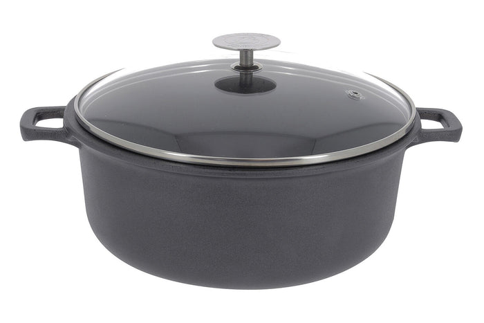 Coquelle en fonte d'aluminium De Buyer Choc Extrême avec couvercle verre - 24cm