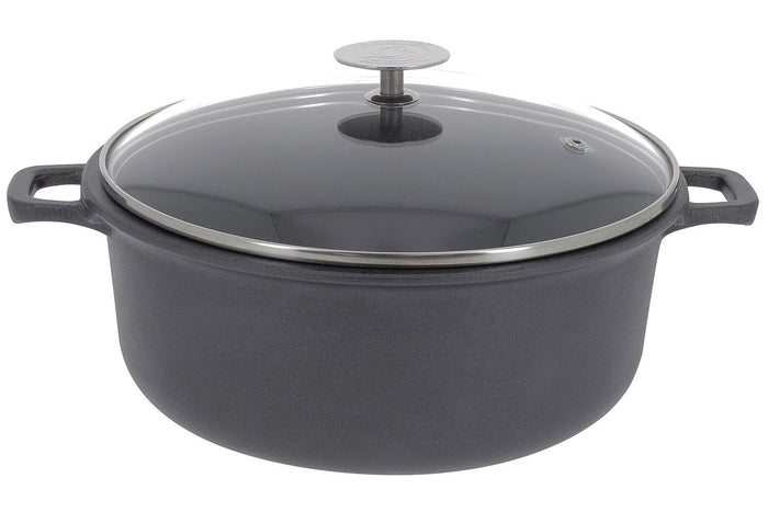 Coquelle en fonte d'aluminium De Buyer Choc Extrême avec couvercle verre - 28cm