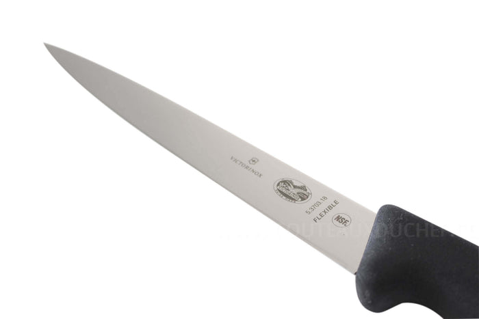Couteau à dénerver/filet de sole Victorinox 5.3703.18 lame 18cm manche fibrox noir