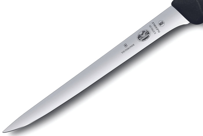 Couteau à dénerver/filet de sole Victorinox 5.3763.20 lame usée 20cm manche fibrox noir
