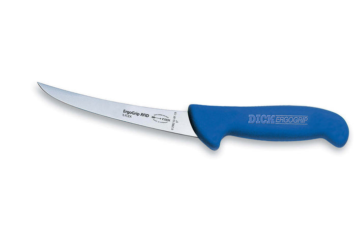 Couteau à désosser Dick Ergogrip lame courbe semi-flexible manche bleu - 13 cm