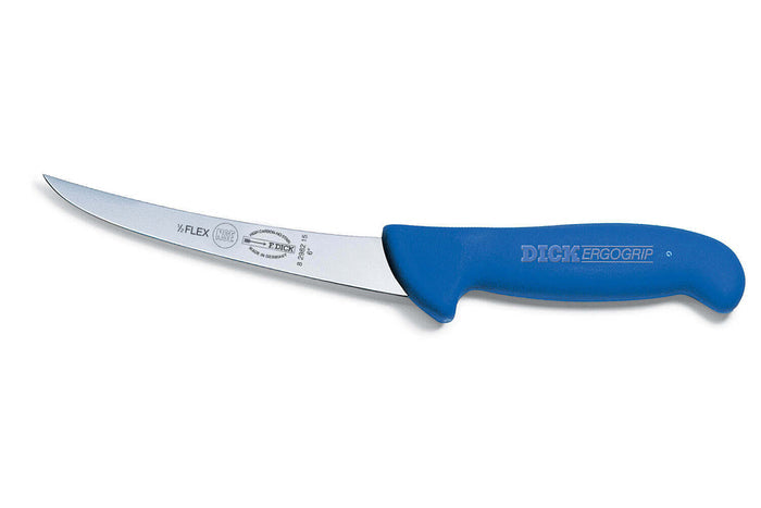 Couteau à désosser Dick Ergogrip lame courbe semi-flexible manche bleu - 15 cm