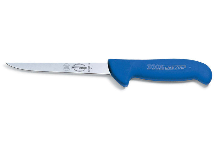 Couteau à désosser Dick Ergogrip lame étroite rigide manche bleu - 15 cm
