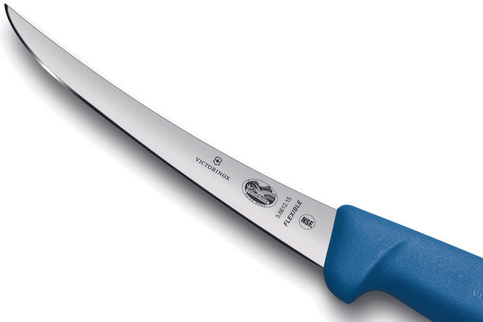 Couteau à désosser Victorinox 5.6612.15 lame renversée flexible 15cm manche fibrox bleu