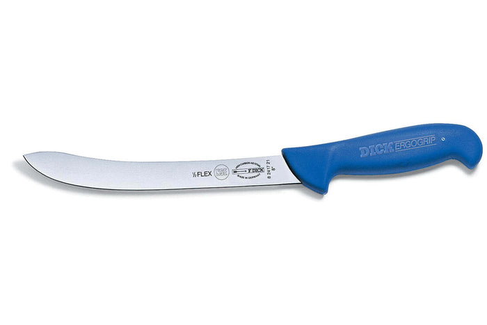 Couteau à filets semi flexible Dick Ergogrip pointe large manche bleu - 15 cm