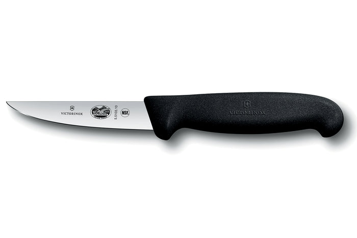 Couteau à saigner lapin/volaille Victorinox 5.5103.10 lame 10cm manche fibrox noir
