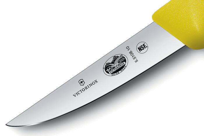 Couteau à saigner lapin/volaille Victorinox 5.5108.10 lame 10cm manche fibrox jaune
