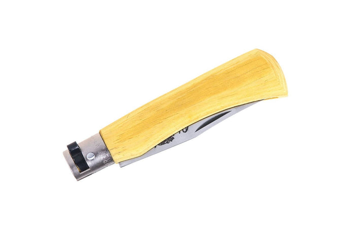 Couteau artisanal Old Bear Full Color jaune manche bois d'Ayous stratifié - M