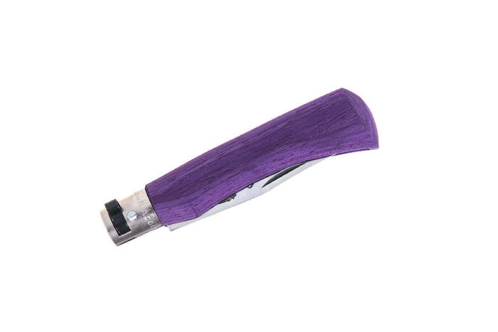 Couteau artisanal Old Bear Full Color violet manche bois d'Ayous stratifié - S