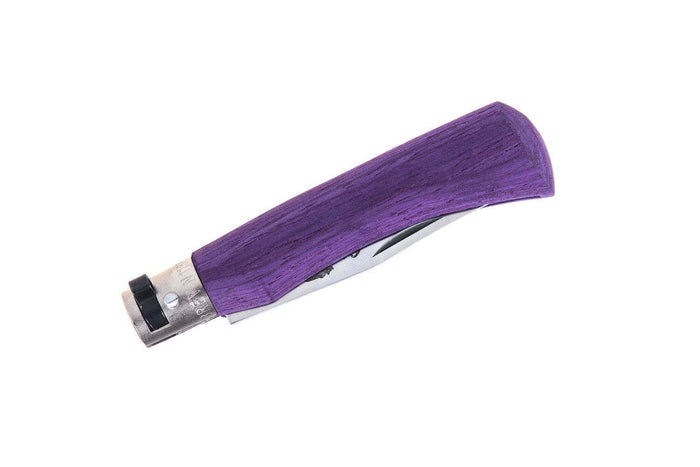 Couteau artisanal Old Bear Full Color violet manche bois d'Ayous stratifié - M