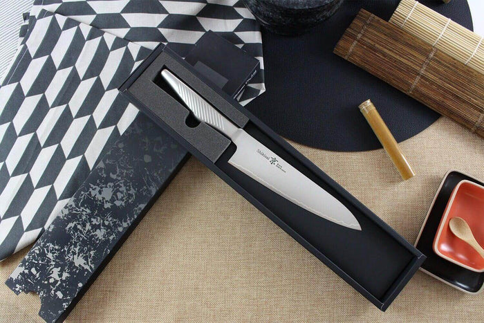 Couteau de chef japonais Shizu Hamono Kyo San Mai tout acier - 18 cm