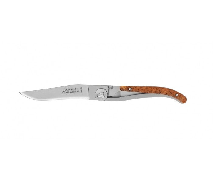 Couteau Laguiole C. Dozorme Lame inox manche 11cm inox habillage genévrier à cran intérieur