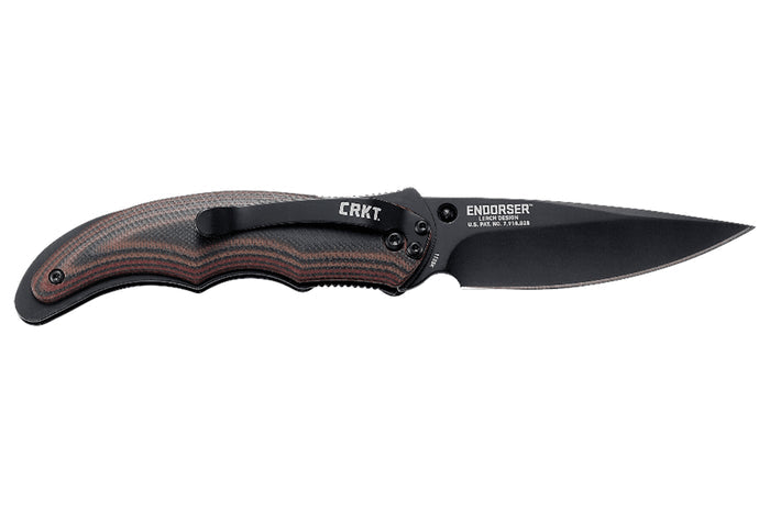 Couteau pliant CRKT Endorser manche G10 noir marron strié 10,5cm - Noir