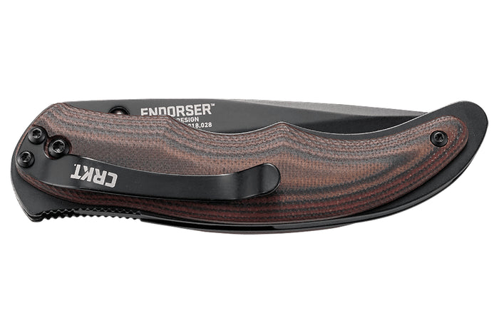 Couteau pliant CRKT Endorser manche G10 noir marron strié 10,5cm - Noir
