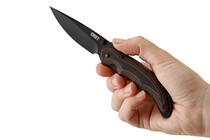 Couteau pliant CRKT Endorser manche G10 noir marron strié 10,5cm - Noir
