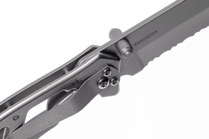 Couteau pliant Gerber Paraframe GE04844 semi-denté manche squelette en acier gris - L