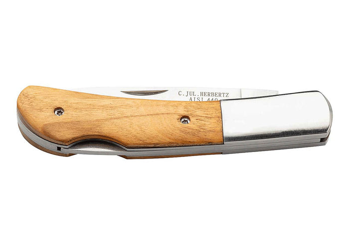 Couteau pliant Herbertz 587 manche en bois 10cm avec mitre acier - Olivier