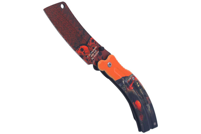 Couteau pliant Herbertz 592 décor imprimé 3D "The grim reaper" manche alu 12cm - Orange