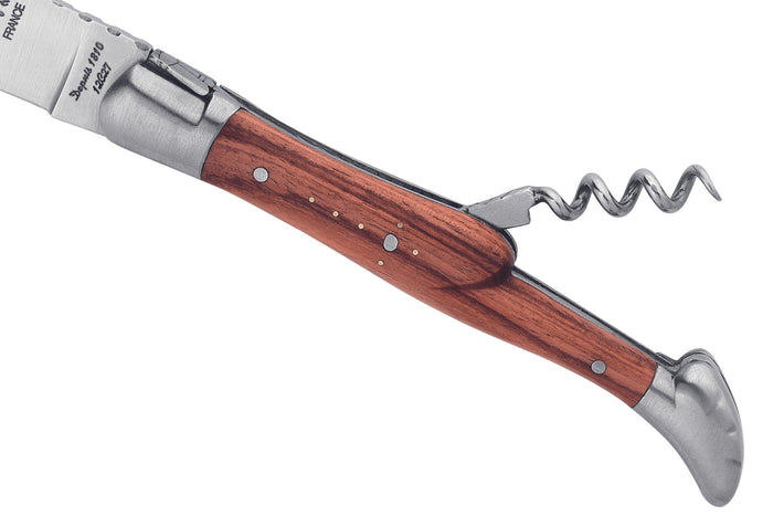 Couteau pliant Laguiole Arbalète G.DAVID 4272 manche en bois de rose 12cm + mitres en inox + tire-bouchon