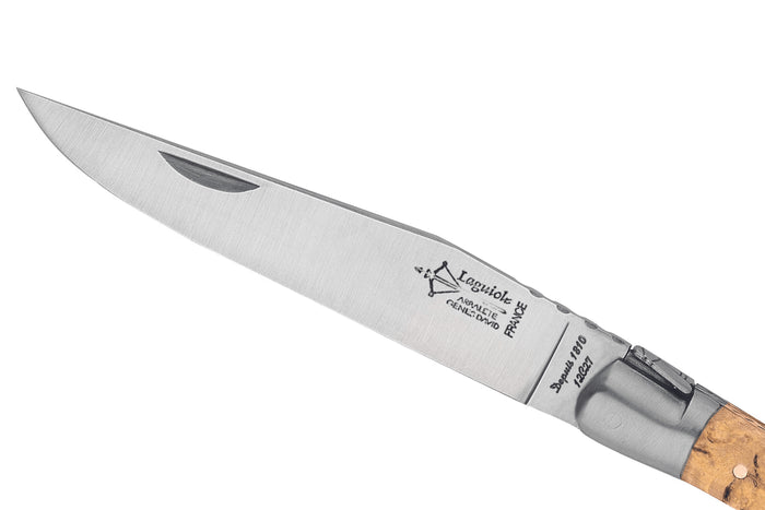 Couteau pliant Laguiole Arbalète G.DAVID 4512 manche en bois de bouleau avec deux mitres en inox mat