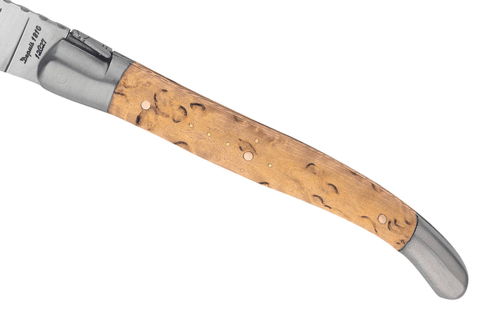 Couteau pliant Laguiole Arbalète G.DAVID 4512 manche en bois de bouleau avec deux mitres en inox mat