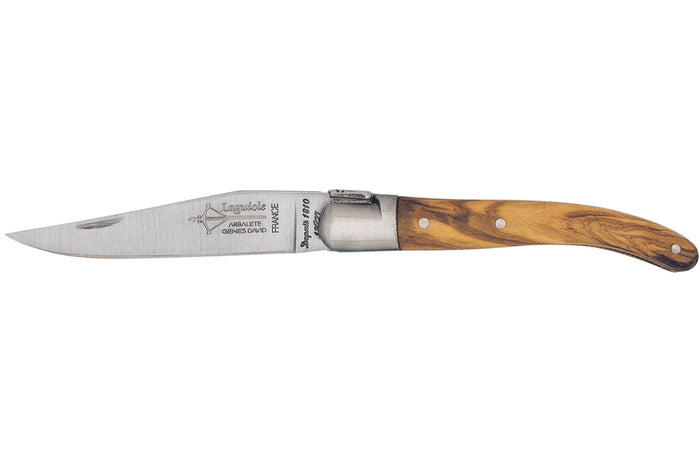 Couteau pliant Laguiole Arbalète G.DAVID 8308 manche en olivier avec mitre en inox mat