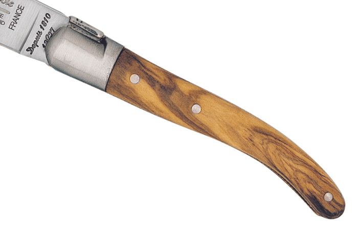 Couteau pliant Laguiole Arbalète G.DAVID 8308 manche en olivier avec mitre en inox mat