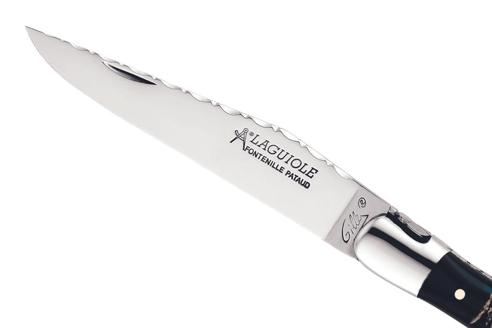 Couteau pliant Laguiole GILLES 5692 manche corne de buffle 12cm avec mitres en inox polies